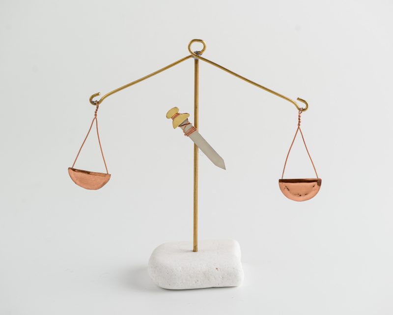 Law Symbol on Marble Stand Brass