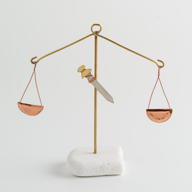 Law Symbol on Marble Stand Brass