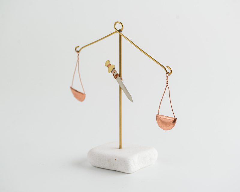 Law Symbol on Marble Stand Brass