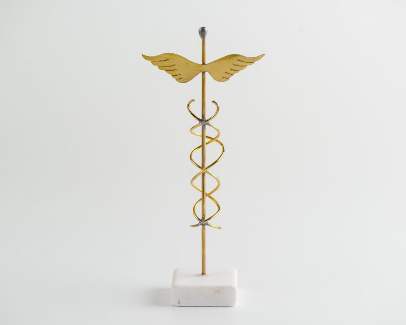 Medical Symbol Stand on Marble Brass