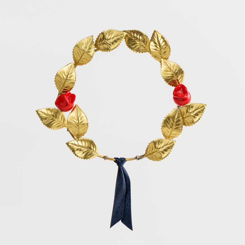 Wreath with Glass Pomegranates and Leaf Bronze Small