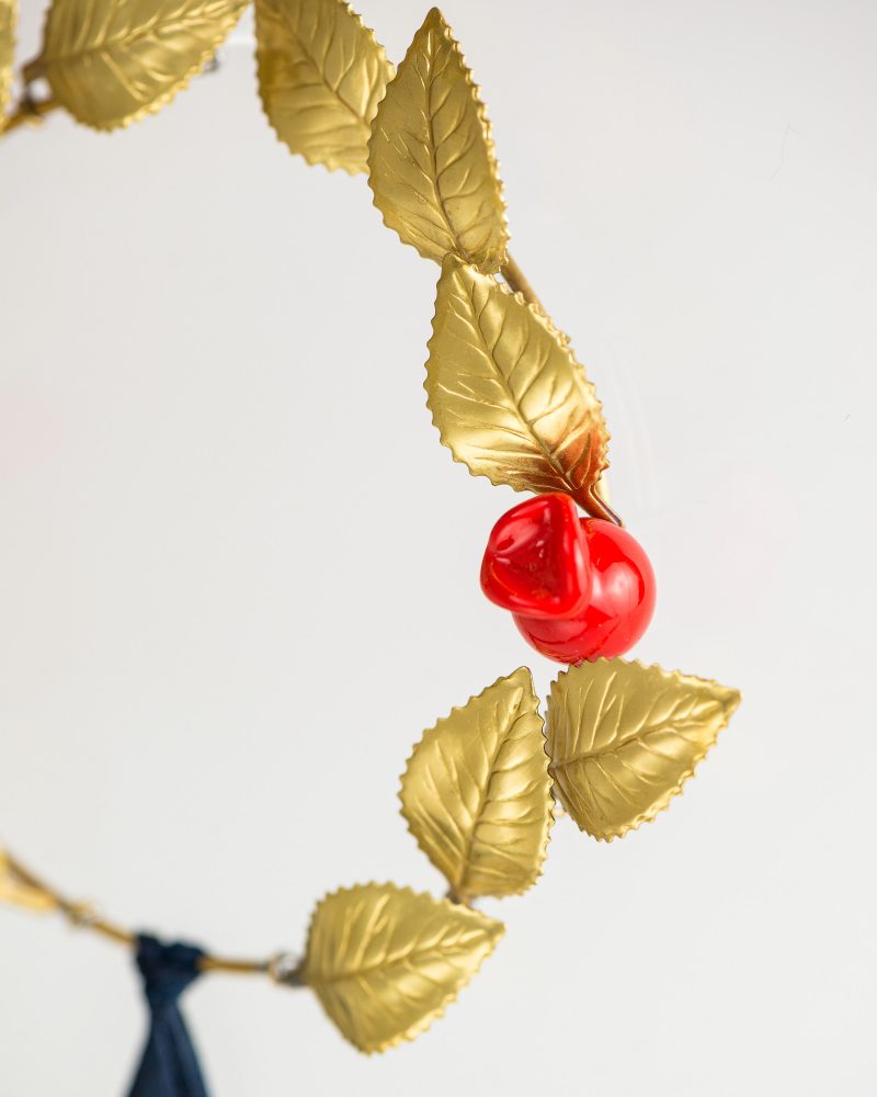 Wreath with Glass Pomegranate and Leaf Bronze Small