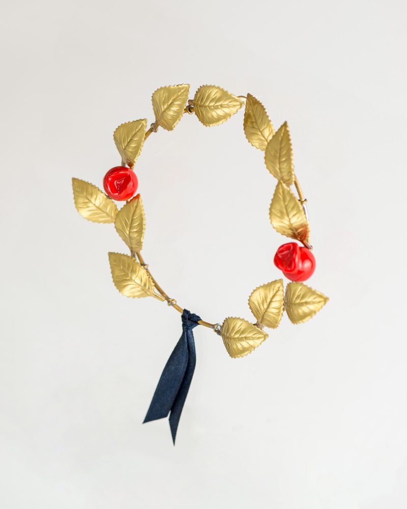 Wreath with Glass Pomegranates and Leaf Bronze Small