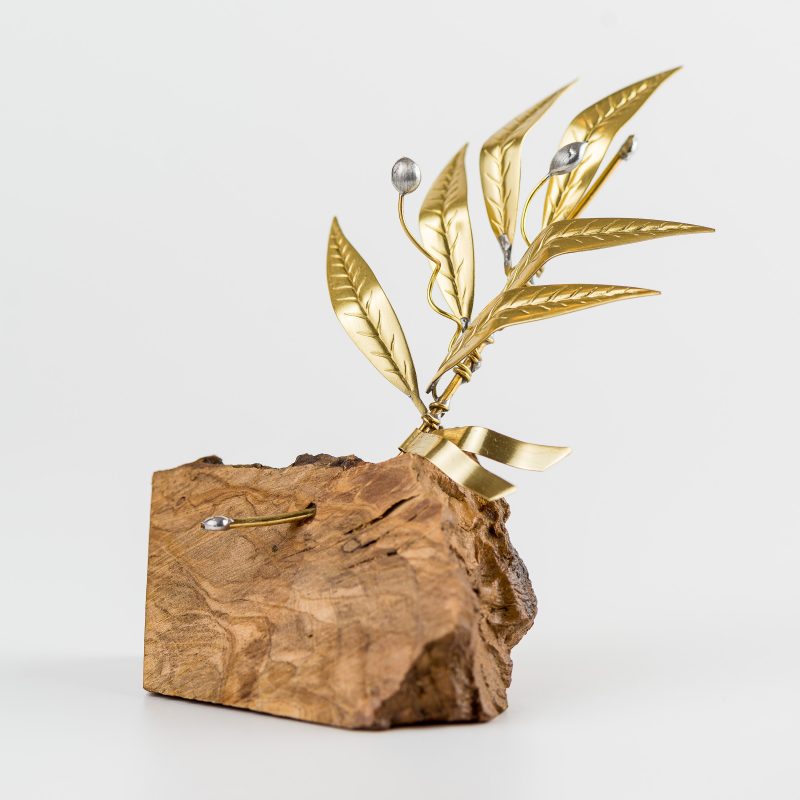 Handmade Olive Branch on Wood