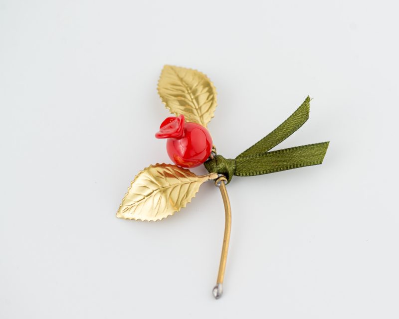 Handmade Branch With Glass Pomegranate 2 Leaf