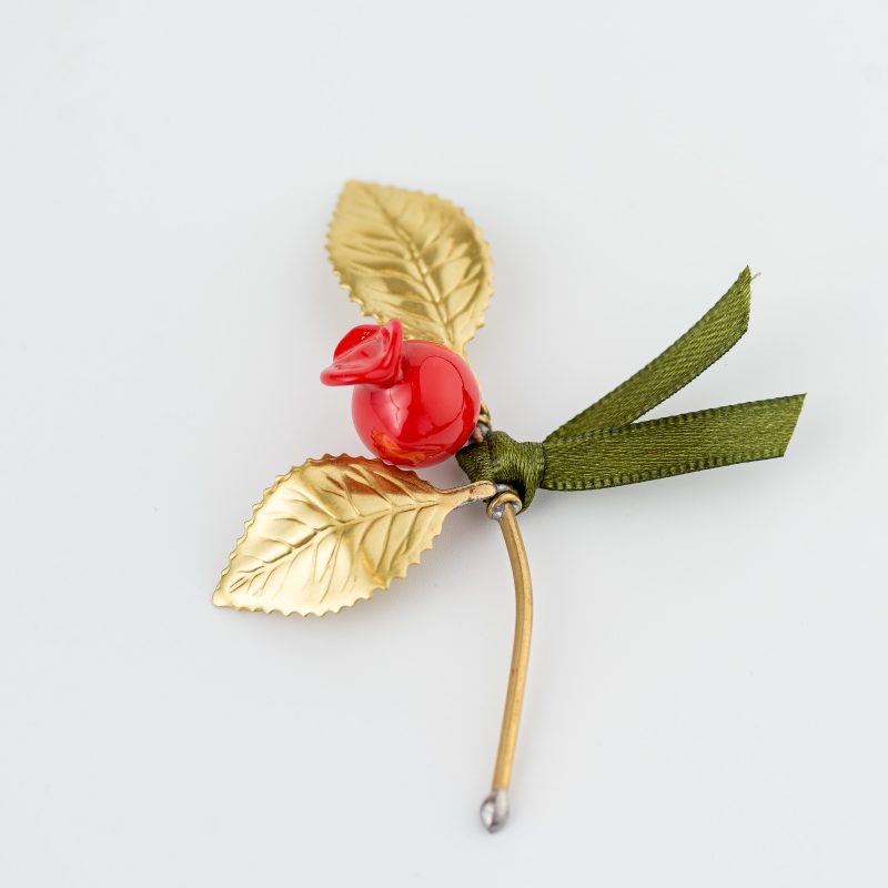 Handmade Branch With Glass Pomegranate 2 Leaf