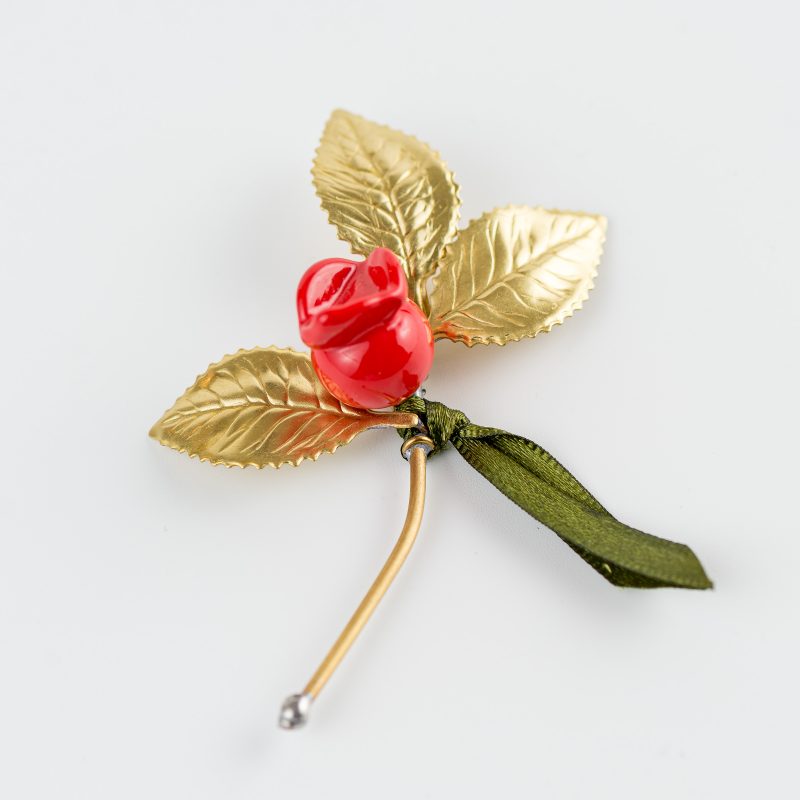 Handmade Branch With Glass Pomegranate 3 Leaf